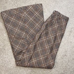 High Waisted Brown Plaid Mid Length Skirt